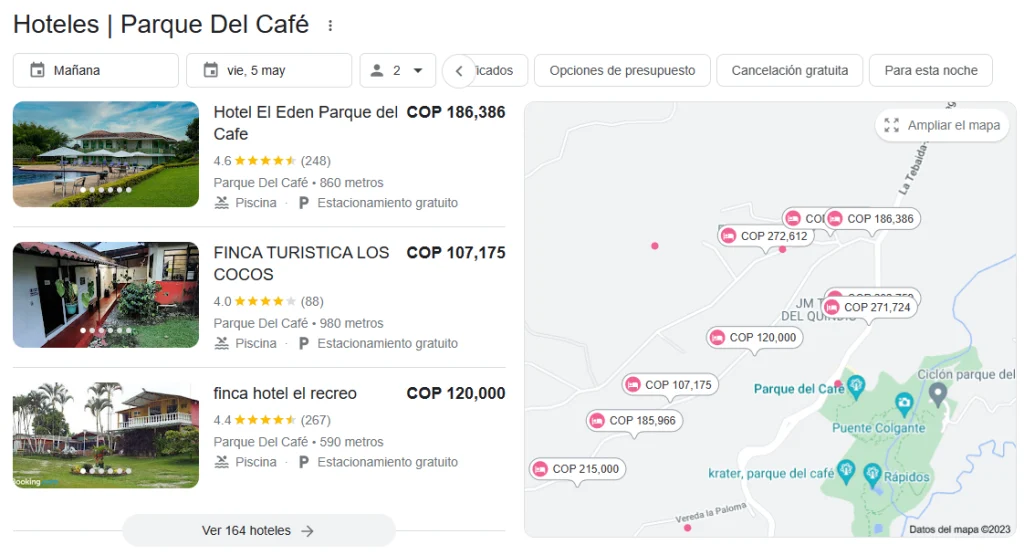 Hoteles cerca al parque del café en Google Maps Viajes Location
